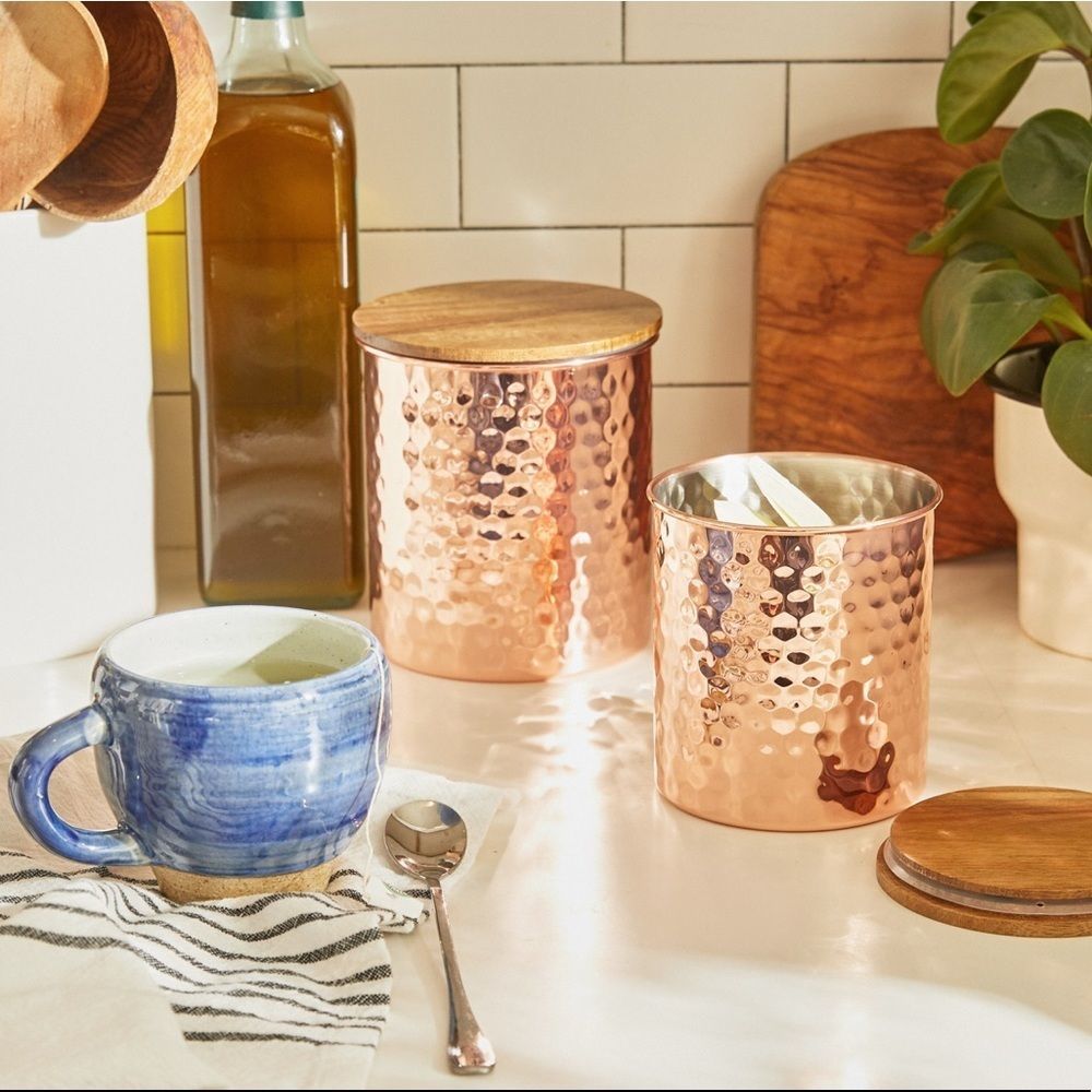 Uncommon James copper canister set, NIB